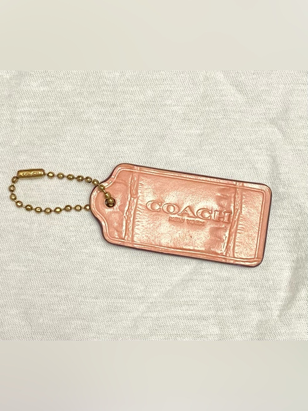 Coach Croc Embossed Leather Hang Tag with Brass-Tone Chain